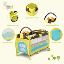 Load image into Gallery viewer, Green Portable Baby Crib Infant Bassinet Bed - Color: Green
