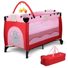Load image into Gallery viewer, Baby Crib Playpen Playard Pack Travel Infant Bassinet Bed Foldable 4 color-pink - Color: Pink
