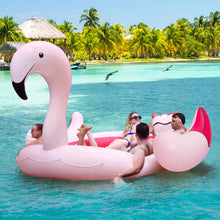 Load image into Gallery viewer, 6 People Inflatable Flamingo Floating Island with 6 Cup Holders for Pool and River - Color: Pink
