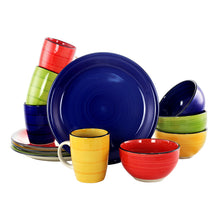 Load image into Gallery viewer, Gibson Home Color Vibes 12 Piece Handpainted Stoneware Dinnerware Set
