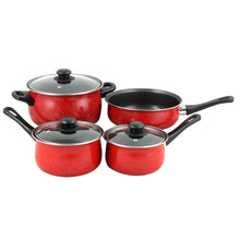 Load image into Gallery viewer, Casselman 7 Piece Cookware Set In Red With Bakelite Snow Handle
