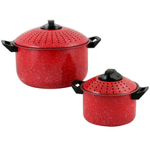 Load image into Gallery viewer, Gibson Home Casselman 4-piece Nonstick Pasta Pot Set In Red With Bakelite Handle/knob
