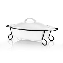 Load image into Gallery viewer, Gibson Elite Gracious Dining 2 Piece Oval Stoneware Bakeware With Lid And Metal Rack
