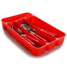 Load image into Gallery viewer, Gibson Casual Living 24 Piece Stainless Steel Flatware Set With Storage Tray In Red
