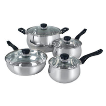 Load image into Gallery viewer, Oster Rametto 8 Piece Stainless Steel Kitchen Cookware Set With Glass Lids
