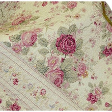 Load image into Gallery viewer, Red Pink Gold Ecru Floral Roses Quilt Throw Blanket in 100% Cotton