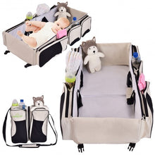 Load image into Gallery viewer, 3 in 1 Portable Infant Bassinet Diaper Bag Beige