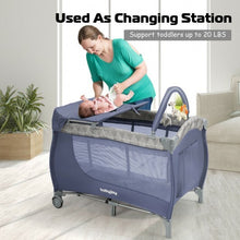 Load image into Gallery viewer, Foldable Safety  Baby Playard for Toddler Infant with Changing Station-Gray - Color: Gray