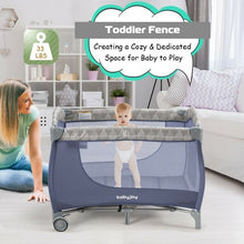 Load image into Gallery viewer, Foldable Safety  Baby Playard for Toddler Infant with Changing Station-Gray - Color: Gray