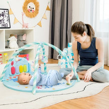 Load image into Gallery viewer, Baby Activity Play Piano Gym Mat with 5 Hanging Sensory Toys-Blue - Color: Blue
