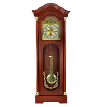 Load image into Gallery viewer, Bedford Clock Collection 33 Inch Chiming Pendulum Wall Clock In Antique Cherry Oak Finish
