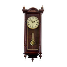 Load image into Gallery viewer, Bedford Clock Collection Grand 31 Inch Chiming Pendulum Wall Clock In Antique Mahogany Cherry Finish
