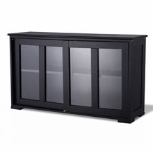 Load image into Gallery viewer, Black Sideboard Buffet Dining Storage Cabinet with 2 Glass Sliding Doors