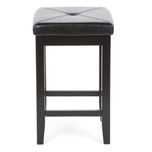 Load image into Gallery viewer, Set of 2 - Black 24-inch Backless Barstools with Faux Leather Seat