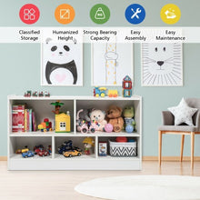 Load image into Gallery viewer, Kids 2-Shelf Bookcase 5-Cube Wood Toy Storage Cabinet Organizer-White - Color: White