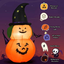 Load image into Gallery viewer, 5 Feet Halloween Inflatable LED Pumpkin with Witch Hat
