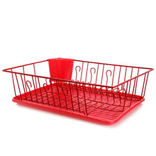 Load image into Gallery viewer, Megachef 17.5 Inch Red Dish Rack With 14 Plate Positioners And a Detachable Utensil Holder
