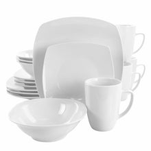 Load image into Gallery viewer, Elama Bishop 16 Piece Soft Square Porcelain Dinnerware Set In White
