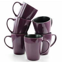 Load image into Gallery viewer, Elama Mulberry 14 Oz Stoneware Mugs In Purple, Set Of 6
