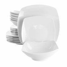Load image into Gallery viewer, Elama Newman 18 Piece Square Porcelain Dinnerware Set In White
