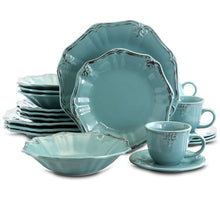 Load image into Gallery viewer, Elama Fleur De Lys 20-piece Dinnerware Set In Turquoise
