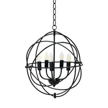 Load image into Gallery viewer, 20 Inch 5 Lights Metal Chandelier with Pivoting Interlocking Rings - Color: Black