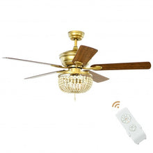 Load image into Gallery viewer, 52 Inch Retro Ceiling Fan Light with Reversible Blades Remote Control-Golden - Color: Golden