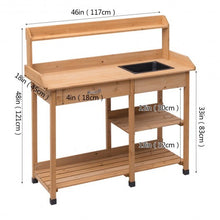 Load image into Gallery viewer, Outdoor Lawn Patio Potting Bench Storage Table Shelf - Color: Yellow