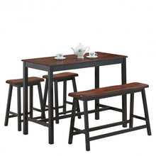 Load image into Gallery viewer, 4 pcs Solid Wood Counter Height Dining Table Set-Coffee - Color: Coffee