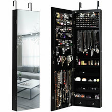 Load image into Gallery viewer, Wall and Door Mounted Mirrored Jewelry Cabinet with Lights-Black - Color: Black