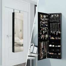 Load image into Gallery viewer, Wall and Door Mounted Mirrored Jewelry Cabinet with Lights-Black - Color: Black