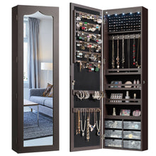 Load image into Gallery viewer, 5 LEDs Jewelry Armoire Wall Mounted / Door Hanging Mirror-Brown - Color: Brown
