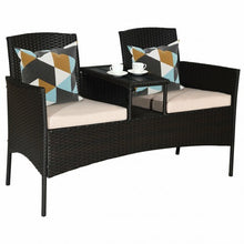 Load image into Gallery viewer, Modern Patio Conversation Set with Built-in Coffee Table and Cushions-Beige - Color: Beige
