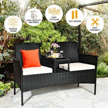 Load image into Gallery viewer, Wicker Patio Conversation Furniture Set with Removable Cushions and Table-White - Color: White