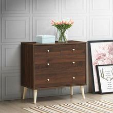 Load image into Gallery viewer, 4-Drawer Dresser Cabinet Storage Organizer Rubber Leg with Rail-Brown - Color: Brown