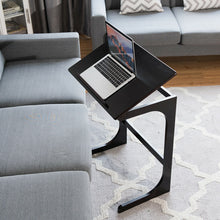 Load image into Gallery viewer, Adjustable C-Shape Couch End Table wth Tilting Top-Brown - Color: Brown