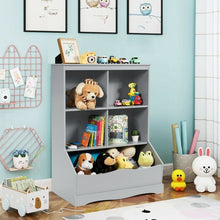 Load image into Gallery viewer, 3-Tier Children&#39;s Multi-Functional Bookcase Toy Storage Bin Floor Cabinet-Gray - Color: Gray