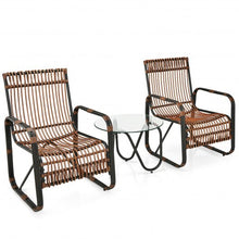 Load image into Gallery viewer, 3 Pieces Patio Rattan Furniture Set with 2 Single Wicker Chairs and Glass Side Table