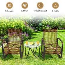 Load image into Gallery viewer, 3 Pieces Patio Rattan Furniture Set with 2 Single Wicker Chairs and Glass Side Table