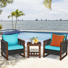 Load image into Gallery viewer, 3 Pieces Acacia Wood Patio Furniture Set with Coffee Table-Turquoise - Color: Turquoise