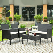 Load image into Gallery viewer, 4 Pcs Patio Rattan Cushioned Sofa Furniture Set - Color: White