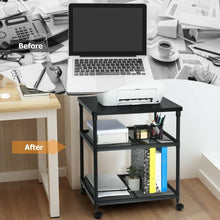 Load image into Gallery viewer, 3 Tier Printer Stand Rolling Fax Cart with Adjustable Shelf and Swivel Wheels