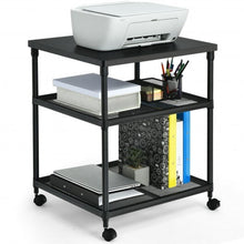 Load image into Gallery viewer, 3 Tier Printer Stand Rolling Fax Cart with Adjustable Shelf and Swivel Wheels