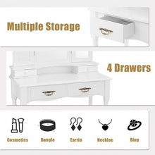 Load image into Gallery viewer, Simple Vanity Set with Tri-Folding Mirror Drawers and Storage Shelf-White - Color: White
