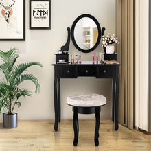 Load image into Gallery viewer, Vanity Makeup Table Set Bedroom Furniture with Padded Stool - Color: Black