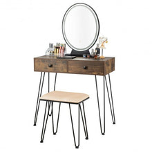 Load image into Gallery viewer, Industrial Makeup Dressing Table with 3 Lighting Modes-Rustic Brown - Color: Rustic Brown