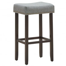 Load image into Gallery viewer, Set of 2 Nailhead Saddle Bar Stools 29 Inch Height-Gray - Color: Gray