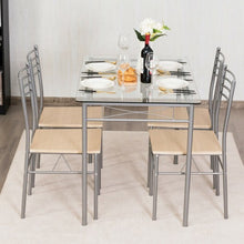Load image into Gallery viewer, 5 Pieces Dining Set Glass Table and 4 Chairs