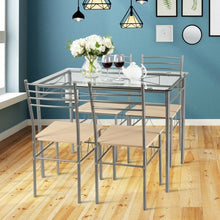 Load image into Gallery viewer, 5 Pieces Dining Set Glass Table and 4 Chairs