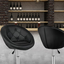 Load image into Gallery viewer, 1 Piece Modern Adjustable Swivel Round PU Leather Chair-Black - Color: Black